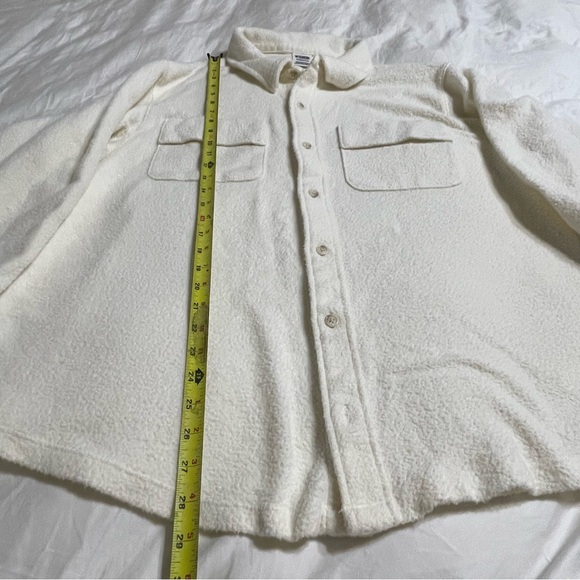 Victoria Secret Pink Fleece Shacket Long Sleeve Reverse Shirt Top XL Cream - Picture 10 of 13